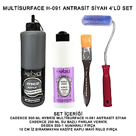 500ML H:091 ANTRASİT SİYAH HYBRİD + 250ML PARLAK VERNİK 4'LÜ SET