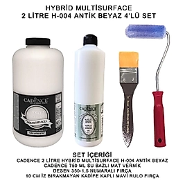 CADENCE 2 LİTRE HYBRİD H:04 ANTİK BEYAZ + 750 ML MAT VERNİK SET-4