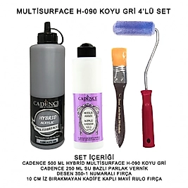 500ML H:090 KOYU GRİ HYBRİD + 250ML PARLAK VERNİK 4'LÜ SET