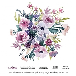 Model WFC011 Sulu Boya Çiçek Pirinç Kağıt Koleksiyonu 60x62