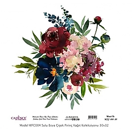 Model WFC004 Sulu Boya Çiçek Pirinç Kağıt Koleksiyonu 90x92