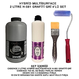 CADENCE 2 LİTRE HYBRİD H:81 GRAFİTİ GRİ + 750 ML PARLAK VERNİK SET-8