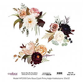Model WFC008 Sulu Boya Çiçek Pirinç Kağıt Koleksiyonu 90x92