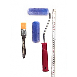 10 CM SÜNGER ÜSTÜ KADİFE KAPLI RULO FIRÇA SET 2'Lİ + DESEN 350-1 FIRÇA