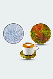 Çiçek Desenli Bardak Altı Epoksi Silikon Kalıbı EPK873