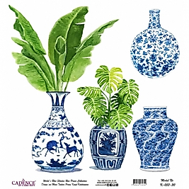 Model K053 Dünya'nın Mavi Tonları Pirinç Kağıt Dekopaj 30x32